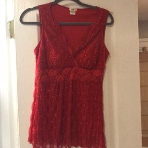 Beautiful red, lace top, studio y by Maurices